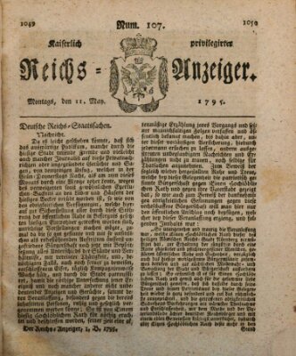 Kaiserlich privilegirter Reichs-Anzeiger (Allgemeiner Anzeiger der Deutschen) Montag 11. Mai 1795