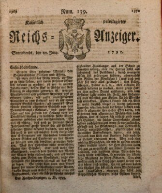 Kaiserlich privilegirter Reichs-Anzeiger (Allgemeiner Anzeiger der Deutschen) Samstag 20. Juni 1795