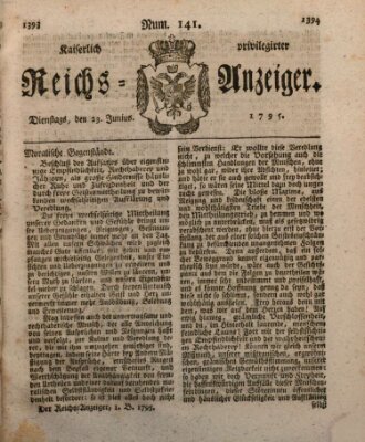 Kaiserlich privilegirter Reichs-Anzeiger (Allgemeiner Anzeiger der Deutschen) Dienstag 23. Juni 1795