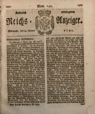 Kaiserlich privilegirter Reichs-Anzeiger (Allgemeiner Anzeiger der Deutschen) Mittwoch 24. Juni 1795