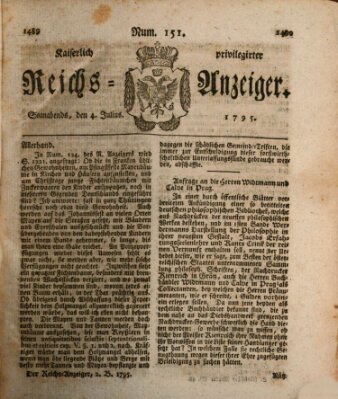 Kaiserlich privilegirter Reichs-Anzeiger (Allgemeiner Anzeiger der Deutschen) Samstag 4. Juli 1795