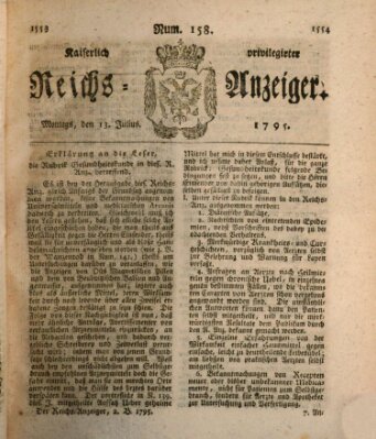 Kaiserlich privilegirter Reichs-Anzeiger (Allgemeiner Anzeiger der Deutschen) Montag 13. Juli 1795