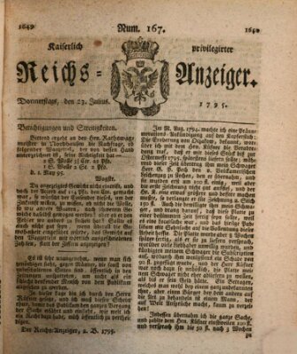 Kaiserlich privilegirter Reichs-Anzeiger (Allgemeiner Anzeiger der Deutschen) Donnerstag 23. Juli 1795