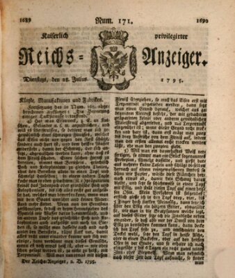 Kaiserlich privilegirter Reichs-Anzeiger (Allgemeiner Anzeiger der Deutschen) Dienstag 28. Juli 1795