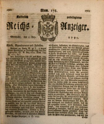 Kaiserlich privilegirter Reichs-Anzeiger (Allgemeiner Anzeiger der Deutschen) Mittwoch 5. August 1795