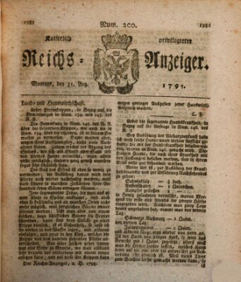 Kaiserlich privilegirter Reichs-Anzeiger (Allgemeiner Anzeiger der Deutschen) Montag 31. August 1795