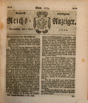 Kaiserlich privilegirter Reichs-Anzeiger (Allgemeiner Anzeiger der Deutschen) Donnerstag 3. September 1795