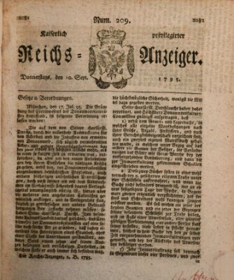 Kaiserlich privilegirter Reichs-Anzeiger (Allgemeiner Anzeiger der Deutschen) Donnerstag 10. September 1795