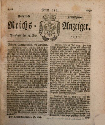 Kaiserlich privilegirter Reichs-Anzeiger (Allgemeiner Anzeiger der Deutschen) Dienstag 15. September 1795