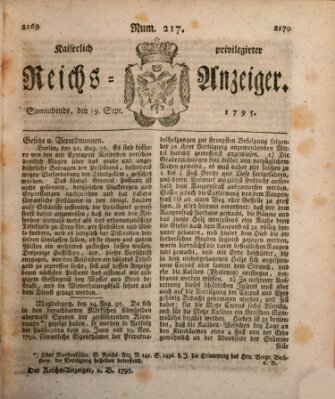 Kaiserlich privilegirter Reichs-Anzeiger (Allgemeiner Anzeiger der Deutschen) Samstag 19. September 1795