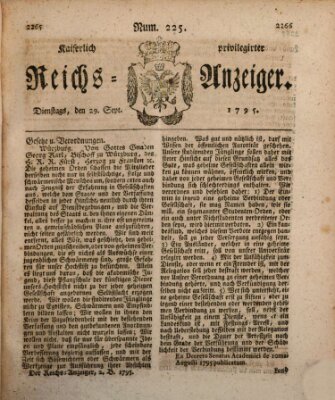 Kaiserlich privilegirter Reichs-Anzeiger (Allgemeiner Anzeiger der Deutschen) Dienstag 29. September 1795