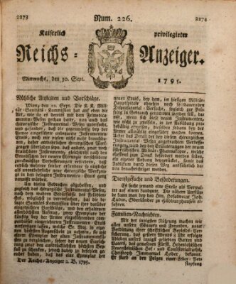 Kaiserlich privilegirter Reichs-Anzeiger (Allgemeiner Anzeiger der Deutschen) Mittwoch 30. September 1795