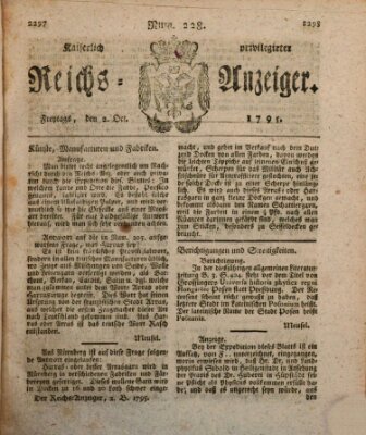 Kaiserlich privilegirter Reichs-Anzeiger (Allgemeiner Anzeiger der Deutschen) Freitag 2. Oktober 1795