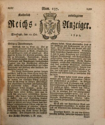 Kaiserlich privilegirter Reichs-Anzeiger (Allgemeiner Anzeiger der Deutschen) Dienstag 13. Oktober 1795