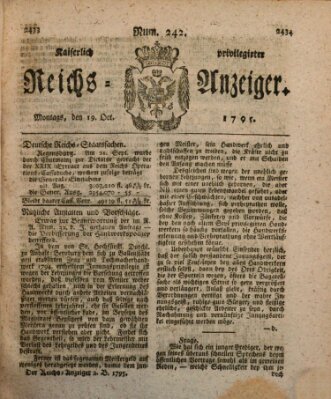 Kaiserlich privilegirter Reichs-Anzeiger (Allgemeiner Anzeiger der Deutschen) Montag 19. Oktober 1795