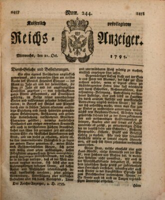 Kaiserlich privilegirter Reichs-Anzeiger (Allgemeiner Anzeiger der Deutschen) Mittwoch 21. Oktober 1795