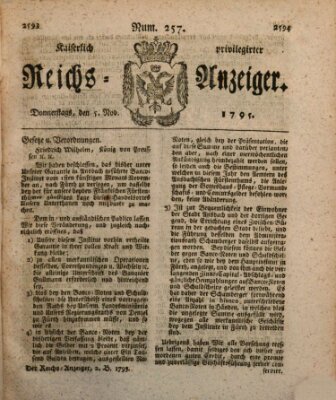 Kaiserlich privilegirter Reichs-Anzeiger (Allgemeiner Anzeiger der Deutschen) Donnerstag 5. November 1795