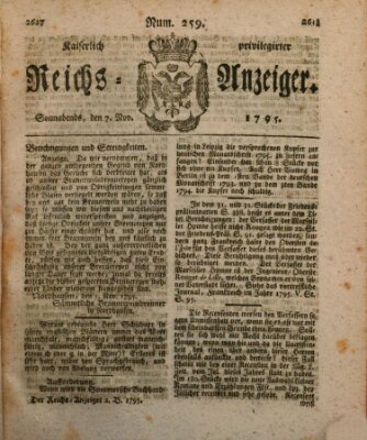 Kaiserlich privilegirter Reichs-Anzeiger (Allgemeiner Anzeiger der Deutschen) Samstag 7. November 1795