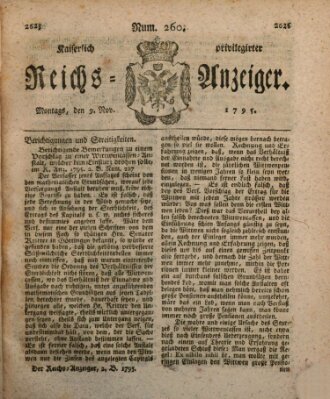 Kaiserlich privilegirter Reichs-Anzeiger (Allgemeiner Anzeiger der Deutschen) Montag 9. November 1795