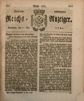 Kaiserlich privilegirter Reichs-Anzeiger (Allgemeiner Anzeiger der Deutschen) Dienstag 17. November 1795