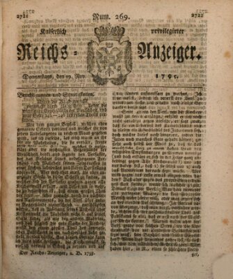 Kaiserlich privilegirter Reichs-Anzeiger (Allgemeiner Anzeiger der Deutschen) Donnerstag 19. November 1795