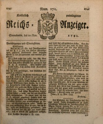 Kaiserlich privilegirter Reichs-Anzeiger (Allgemeiner Anzeiger der Deutschen) Samstag 21. November 1795