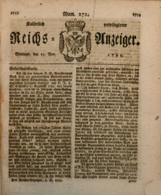 Kaiserlich privilegirter Reichs-Anzeiger (Allgemeiner Anzeiger der Deutschen) Montag 23. November 1795