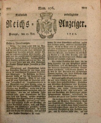 Kaiserlich privilegirter Reichs-Anzeiger (Allgemeiner Anzeiger der Deutschen) Freitag 27. November 1795