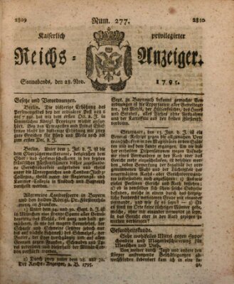 Kaiserlich privilegirter Reichs-Anzeiger (Allgemeiner Anzeiger der Deutschen) Samstag 28. November 1795