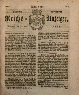 Kaiserlich privilegirter Reichs-Anzeiger (Allgemeiner Anzeiger der Deutschen) Montag 30. November 1795