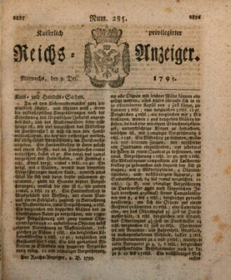 Kaiserlich privilegirter Reichs-Anzeiger (Allgemeiner Anzeiger der Deutschen) Mittwoch 9. Dezember 1795