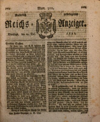 Kaiserlich privilegirter Reichs-Anzeiger (Allgemeiner Anzeiger der Deutschen) Dienstag 29. Dezember 1795