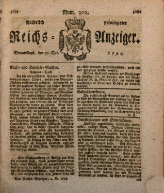 Kaiserlich privilegirter Reichs-Anzeiger (Allgemeiner Anzeiger der Deutschen) Donnerstag 31. Dezember 1795