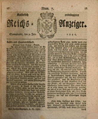 Kaiserlich privilegirter Reichs-Anzeiger (Allgemeiner Anzeiger der Deutschen) Samstag 9. Januar 1796