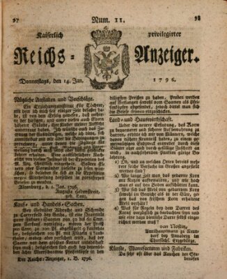 Kaiserlich privilegirter Reichs-Anzeiger (Allgemeiner Anzeiger der Deutschen) Donnerstag 14. Januar 1796