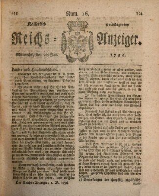 Kaiserlich privilegirter Reichs-Anzeiger (Allgemeiner Anzeiger der Deutschen) Mittwoch 20. Januar 1796