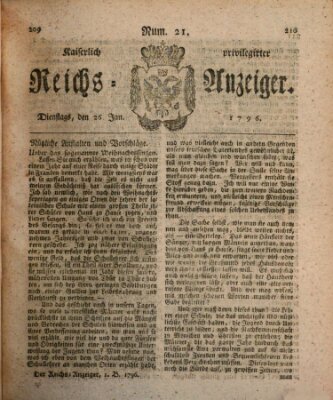 Kaiserlich privilegirter Reichs-Anzeiger (Allgemeiner Anzeiger der Deutschen) Dienstag 26. Januar 1796