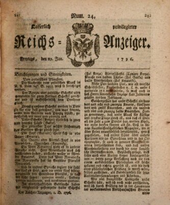 Kaiserlich privilegirter Reichs-Anzeiger (Allgemeiner Anzeiger der Deutschen) Freitag 29. Januar 1796