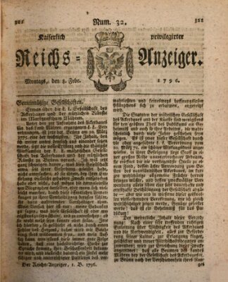 Kaiserlich privilegirter Reichs-Anzeiger (Allgemeiner Anzeiger der Deutschen) Montag 8. Februar 1796