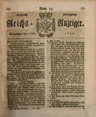 Kaiserlich privilegirter Reichs-Anzeiger (Allgemeiner Anzeiger der Deutschen) Donnerstag 11. Februar 1796