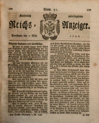 Kaiserlich privilegirter Reichs-Anzeiger (Allgemeiner Anzeiger der Deutschen) Dienstag 1. März 1796