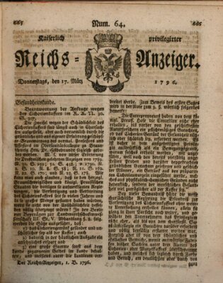 Kaiserlich privilegirter Reichs-Anzeiger (Allgemeiner Anzeiger der Deutschen) Donnerstag 17. März 1796