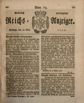 Kaiserlich privilegirter Reichs-Anzeiger (Allgemeiner Anzeiger der Deutschen) Freitag 18. März 1796