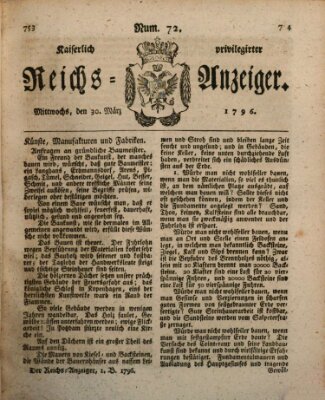 Kaiserlich privilegirter Reichs-Anzeiger (Allgemeiner Anzeiger der Deutschen) Mittwoch 30. März 1796