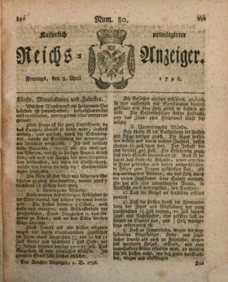 Kaiserlich privilegirter Reichs-Anzeiger (Allgemeiner Anzeiger der Deutschen) Freitag 8. April 1796