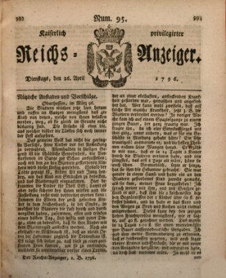 Kaiserlich privilegirter Reichs-Anzeiger (Allgemeiner Anzeiger der Deutschen) Dienstag 26. April 1796