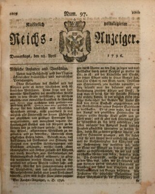 Kaiserlich privilegirter Reichs-Anzeiger (Allgemeiner Anzeiger der Deutschen) Donnerstag 28. April 1796