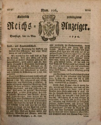 Kaiserlich privilegirter Reichs-Anzeiger (Allgemeiner Anzeiger der Deutschen) Dienstag 10. Mai 1796