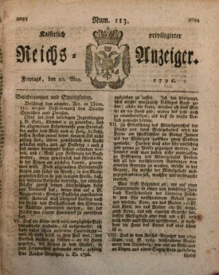 Kaiserlich privilegirter Reichs-Anzeiger (Allgemeiner Anzeiger der Deutschen) Freitag 20. Mai 1796