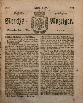 Kaiserlich privilegirter Reichs-Anzeiger (Allgemeiner Anzeiger der Deutschen) Mittwoch 25. Mai 1796